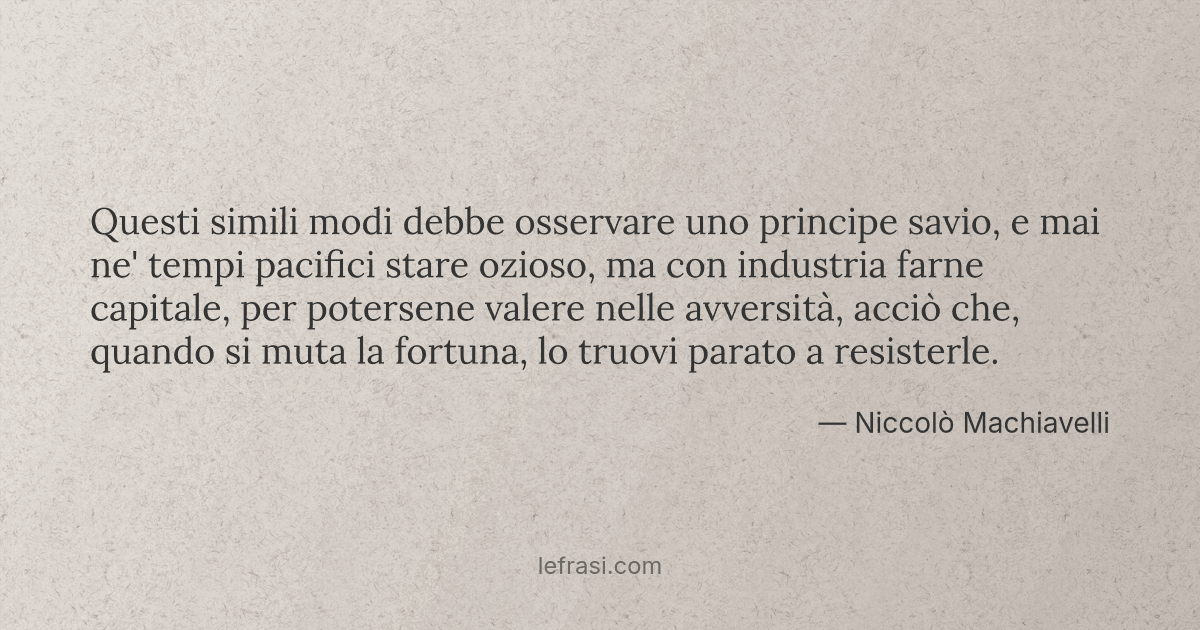 Questi Simili Modi Debbe Osservare Uno Principe Savio E