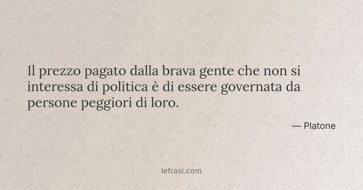 Il Prezzo Pagato Dalla Brava Gente Che Non Si Interessa D